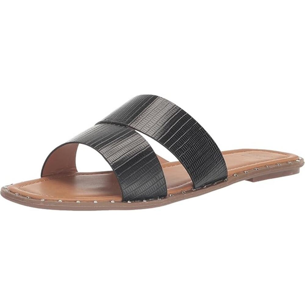 Black Double-Band Slide Sandal - Women